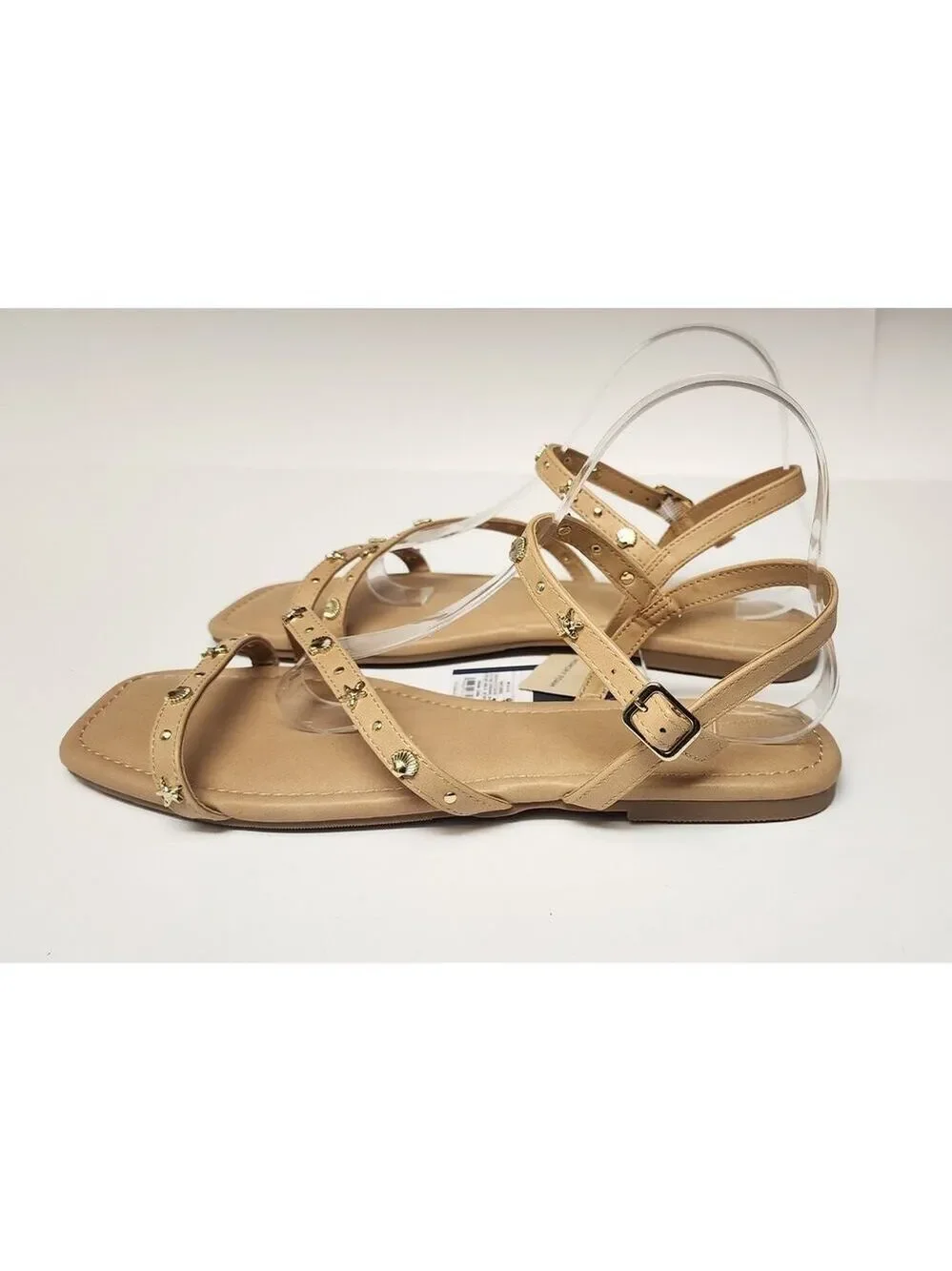 Universal Thread Women's Tan Florence Embellished Ankle Strap Sandals Size 11